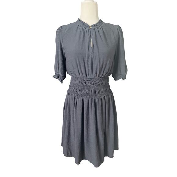 Nine West Woman's Gray Lined Ruffle Blouson Mini Dress- Size M - Picture 1 of 12